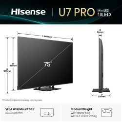 Buy Hisense 75'' 4K Smart QLED MINI LED 144hz TV - 75U7Q PRO - 75'' 4K Smart QLE... in Cyprus, Nicosia, Limassol, Larnaka, Pafos