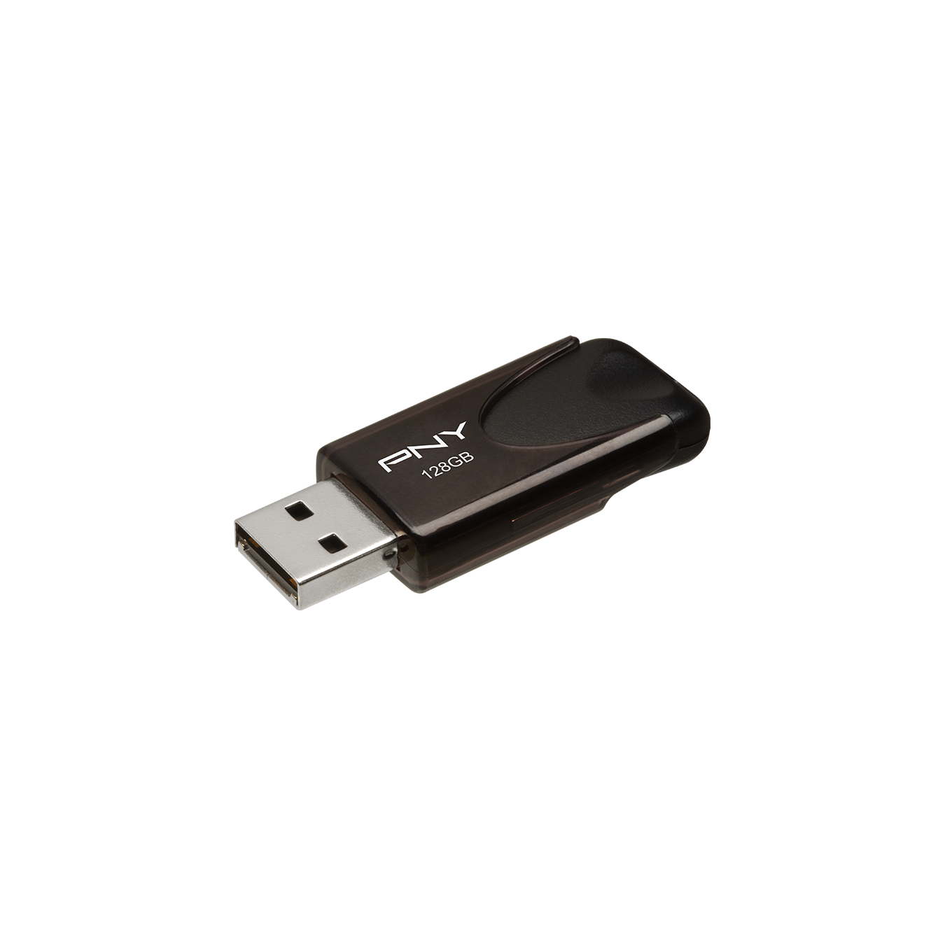 PNY Flash Drive Attache 4 USB 2.0 Stick 128GB Capless Slider Black - FD128ATT4 - Capless Slider Black