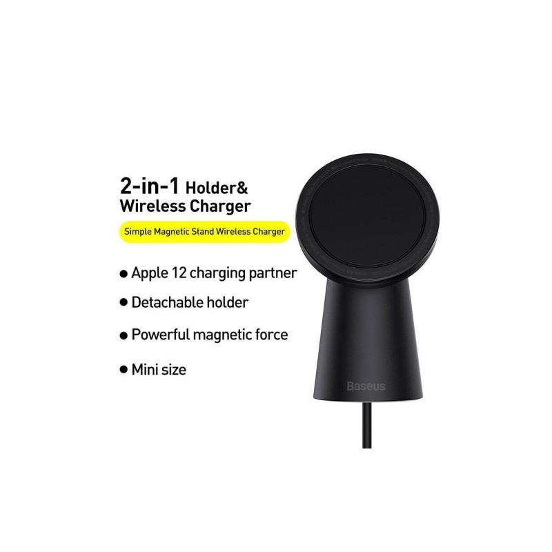 Buy Baseus Simple Magnetic Stand Wireless Charger - Black in Cyprus, Nicosia, Limassol, Larnaka, Pafos