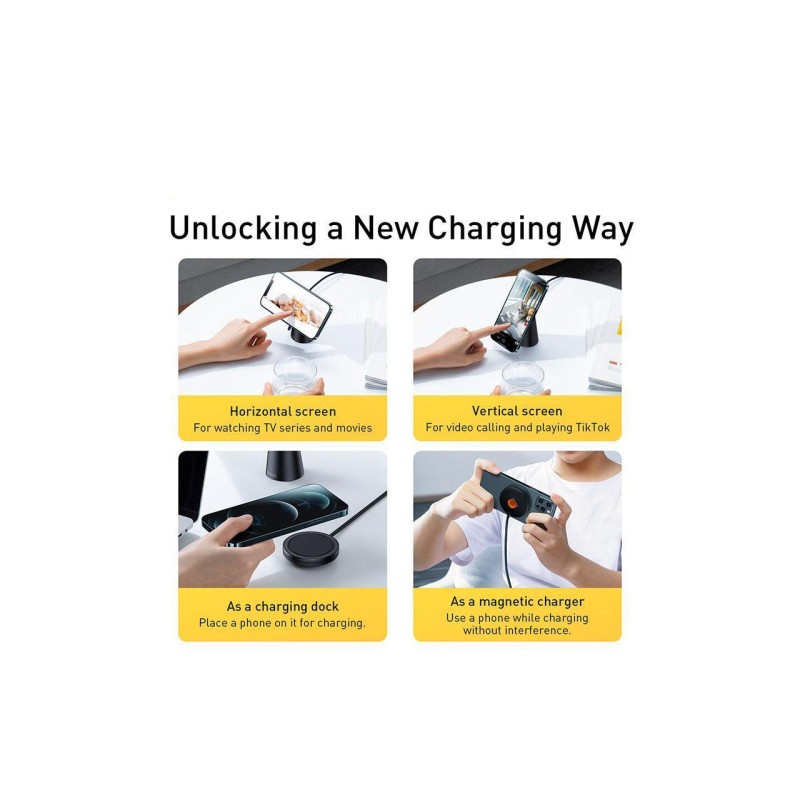 Buy Baseus Simple Magnetic Stand Wireless Charger - Black in Cyprus, Nicosia, Limassol, Larnaka, Pafos