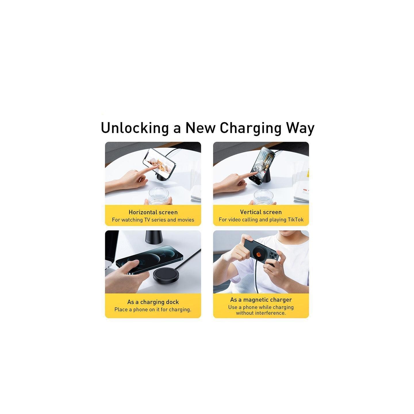 Baseus Simple Magnetic Stand Wireless Charger - Black — Buy in Cyprus with Fast Delivery