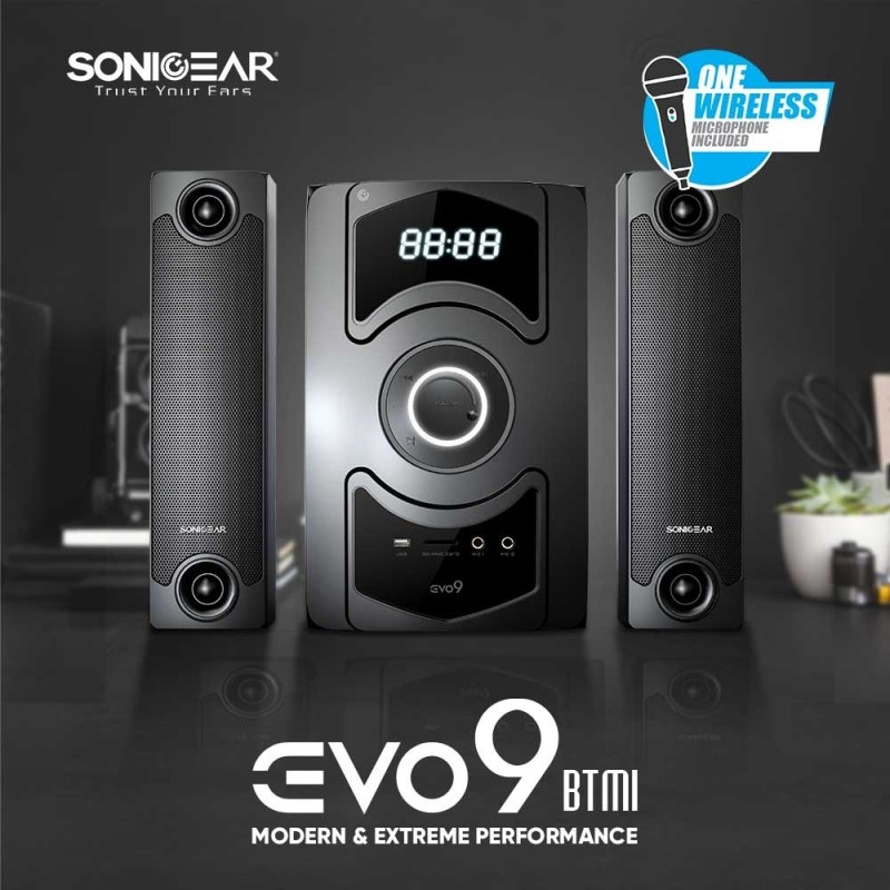 Buy SonicGear EVO 9 PRO - BTMI - 2.1 Speakers 120W BT USB FM Wireless Microphone... in Cyprus, Nicosia, Limassol, Larnaka, Pafos