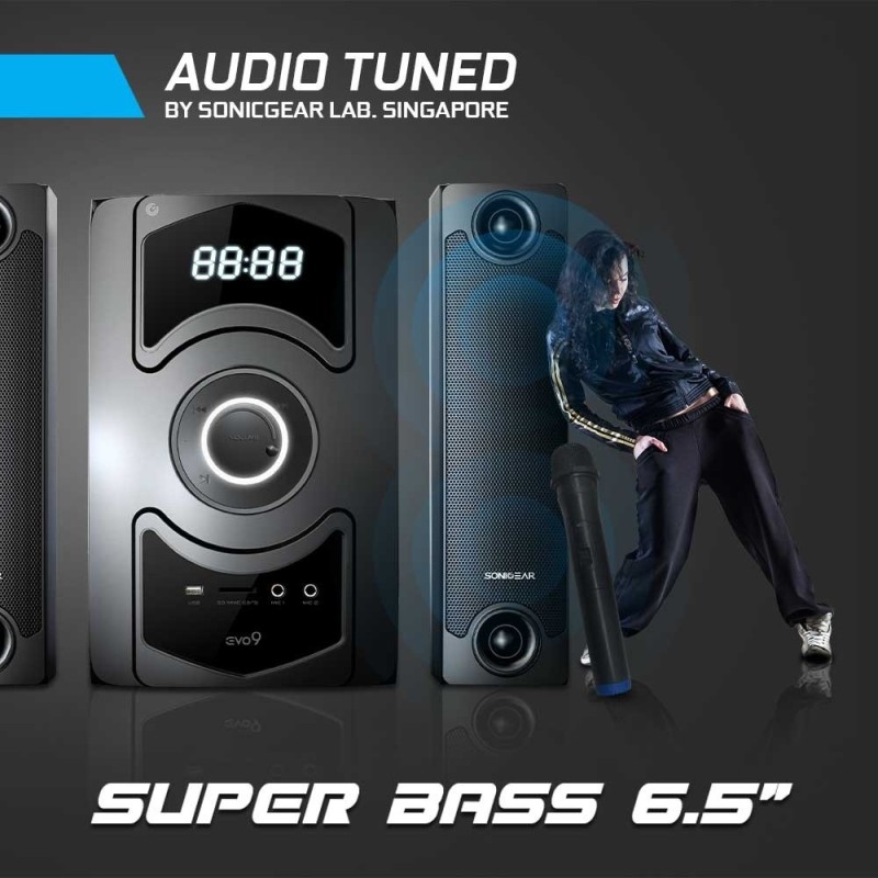 Buy SonicGear EVO 9 PRO - BTMI - 2.1 Speakers 120W BT USB FM Wireless Microphone... in Cyprus, Nicosia, Limassol, Larnaka, Pafos