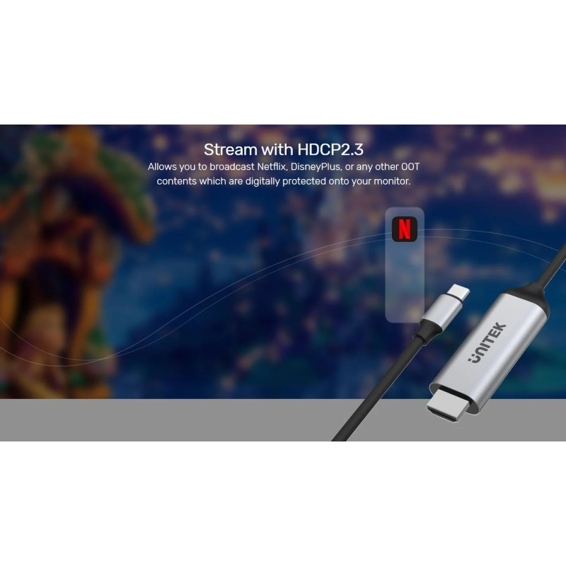 Buy Unitek USB-C to HDMI Cable - V1423A - 4K60Hz 1.8m HDCP 2.3 in Cyprus, Nicosia, Limassol, Larnaka, Pafos