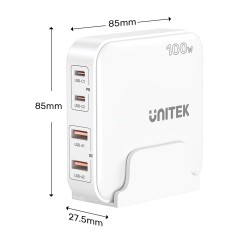 Buy Unitek Charge Desktop - P1229AWH - 100W 4in1 GaN Charger White in Cyprus, Nicosia, Limassol, Larnaka, Pafos