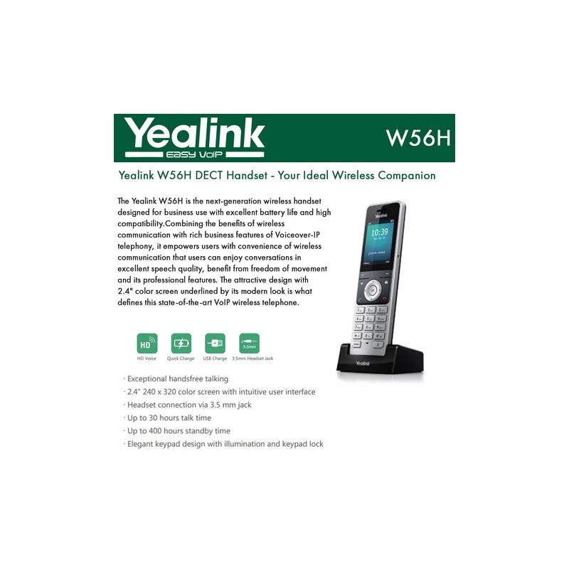 Buy Yealink IP Phone Cordless DECT Handset - W56H - 2.4' without DECT Base in Cyprus, Nicosia, Limassol, Larnaka, Pafos