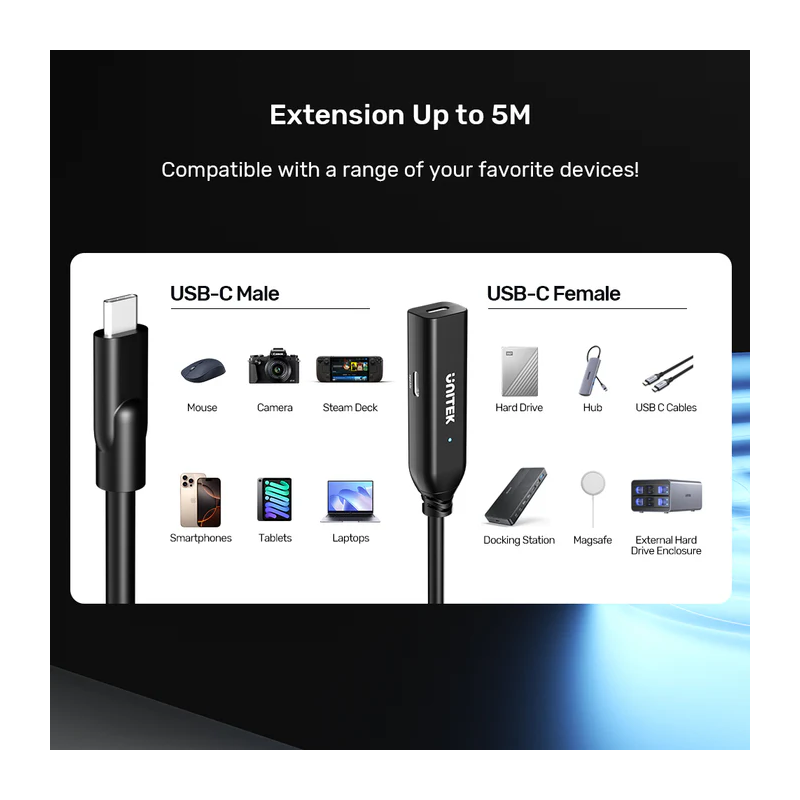 Buy Unitek USB-C Active Extension Cable - U1335A - USB-C Active Extension Cable ... in Cyprus, Nicosia, Limassol, Larnaka, Pafos