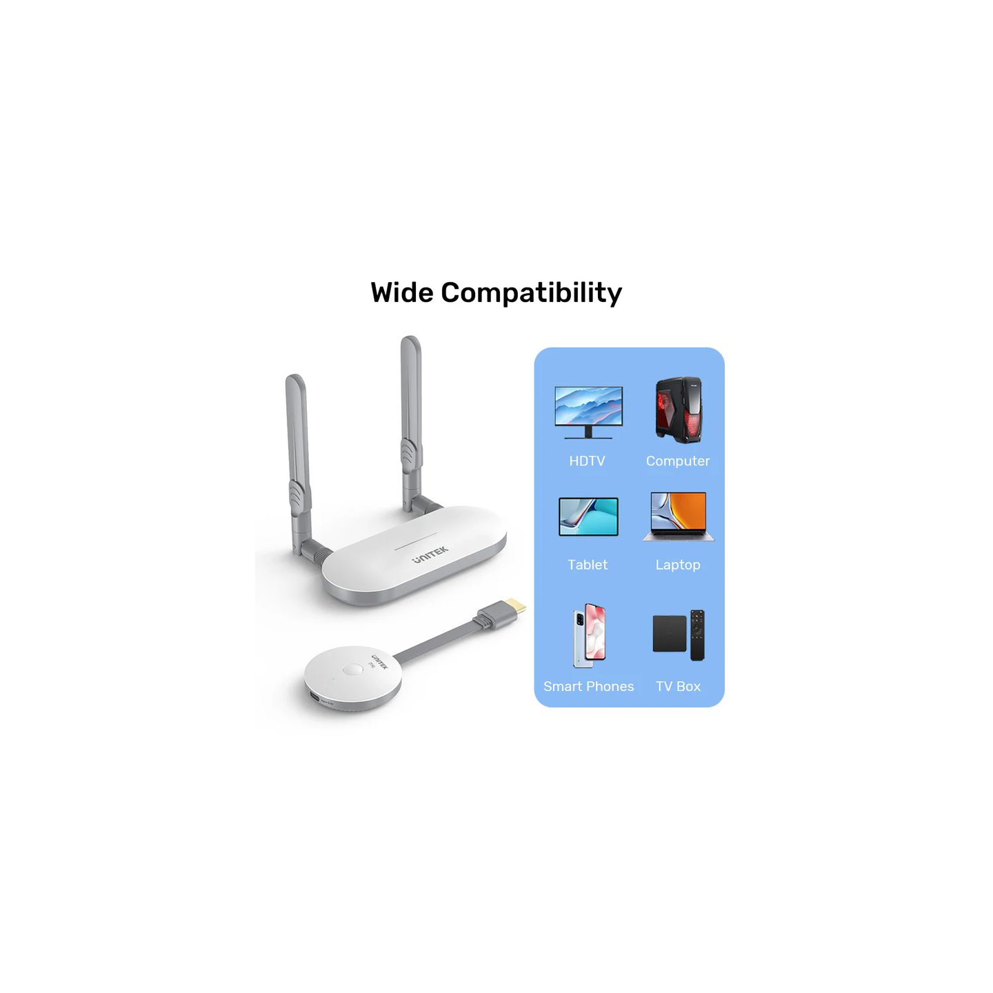 Unitek Wireless HDMI Transmitter & Receiver Kit - V1183A - Up to 50M, White — Buy in Cyprus with Fast Delivery