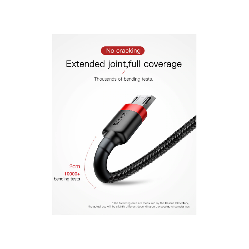 Buy Baseus Cafule Braided MicroUSB Cable - 1.5A 2.0m Red in Cyprus, Nicosia, Limassol, Larnaka, Pafos