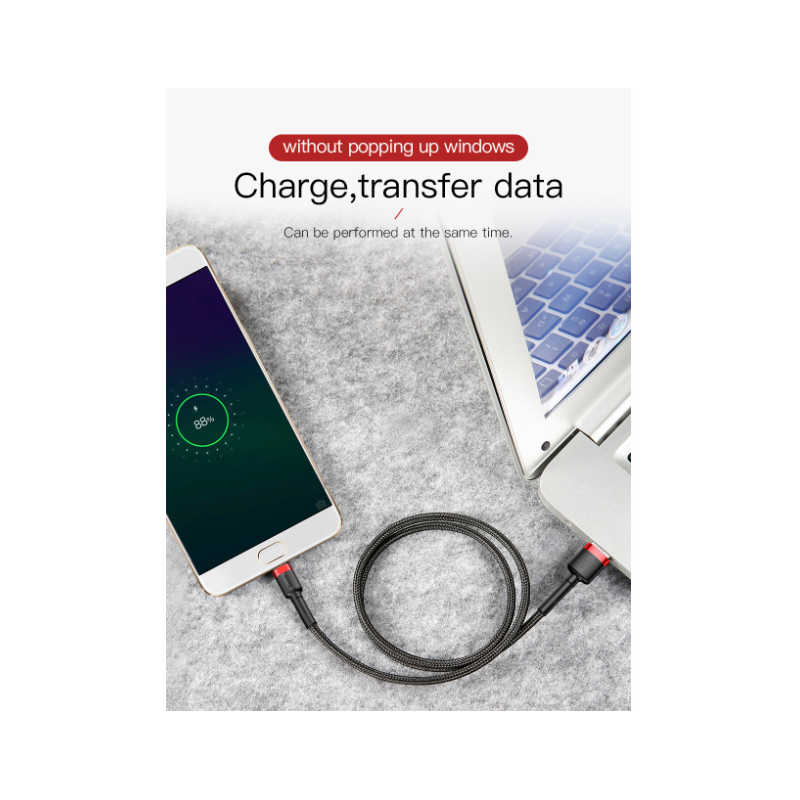 Buy Baseus Cafule Braided MicroUSB Cable - 1.5A 2.0m Red in Cyprus, Nicosia, Limassol, Larnaka, Pafos