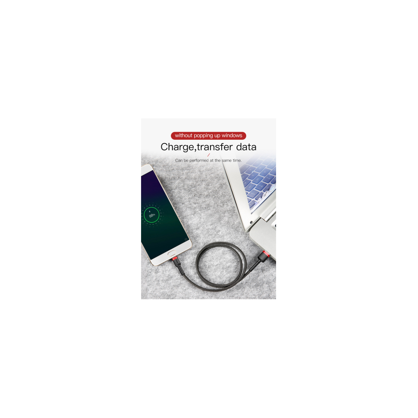 Baseus Cafule Braided MicroUSB Cable - 1.5A 2.0m Red (Boxed) — Buy in Cyprus with Fast Delivery