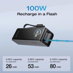 EcoFlow Charge Powerbank - RAPID - 25000mAh 170W + 100W Built-In & Retractable Cable Black — Buy in Cyprus with Fast Delivery