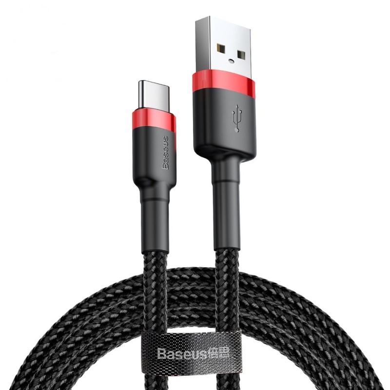 Baseus Cafule Braided USB-A to Type-C Cable 2A 3m Black (Boxed) — Buy in Cyprus with Fast Delivery