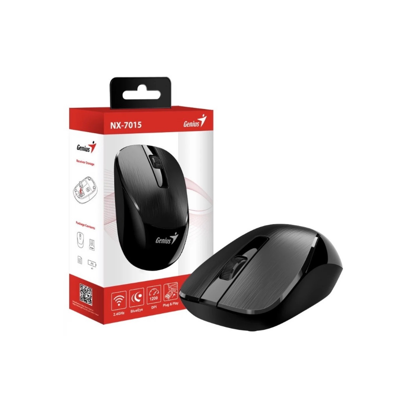 Genius NX-7015 Wireless Mouse - 1600 DPI BlueEye 2.4GHz - Metal Black (Boxed) — Buy in Cyprus with Fast Delivery