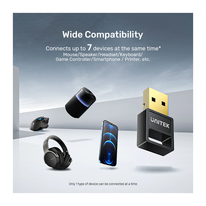 Buy Unitek Bluetooth Adaptor - B105B - USB v5.3 Bluetooth Adaptor in Cyprus, Nicosia, Limassol, Larnaka, Pafos