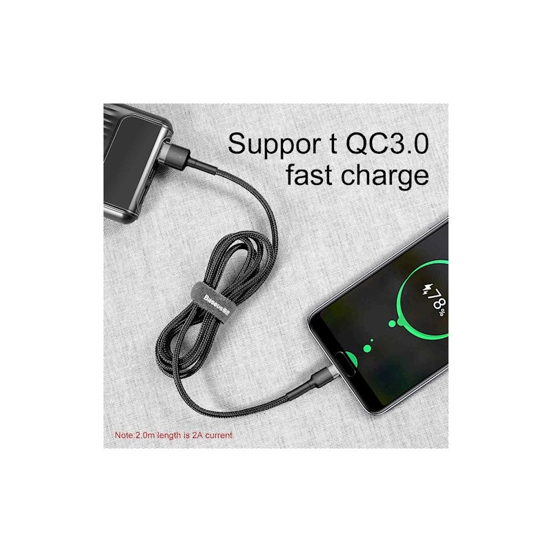 Buy Baseus Cafule Braided Type-C Cable - 2.0A, 2.0m, Grey in Cyprus, Nicosia, Limassol, Larnaka, Pafos