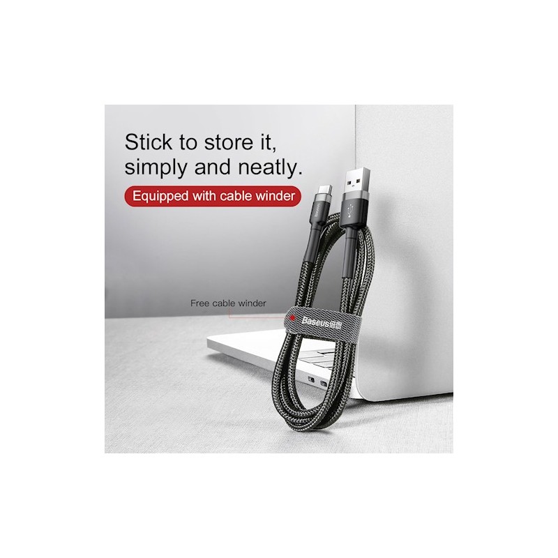 Buy Baseus Cafule Braided Type-C Cable - 2.0A, 2.0m, Grey in Cyprus, Nicosia, Limassol, Larnaka, Pafos