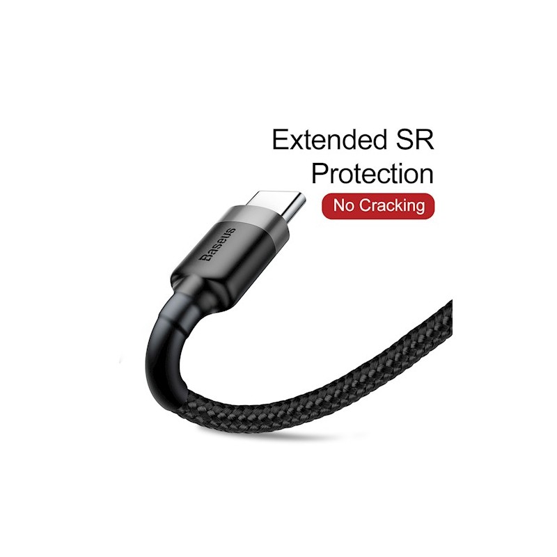 Buy Baseus Cafule Braided Type-C Cable - 2.0A, 2.0m, Grey in Cyprus, Nicosia, Limassol, Larnaka, Pafos