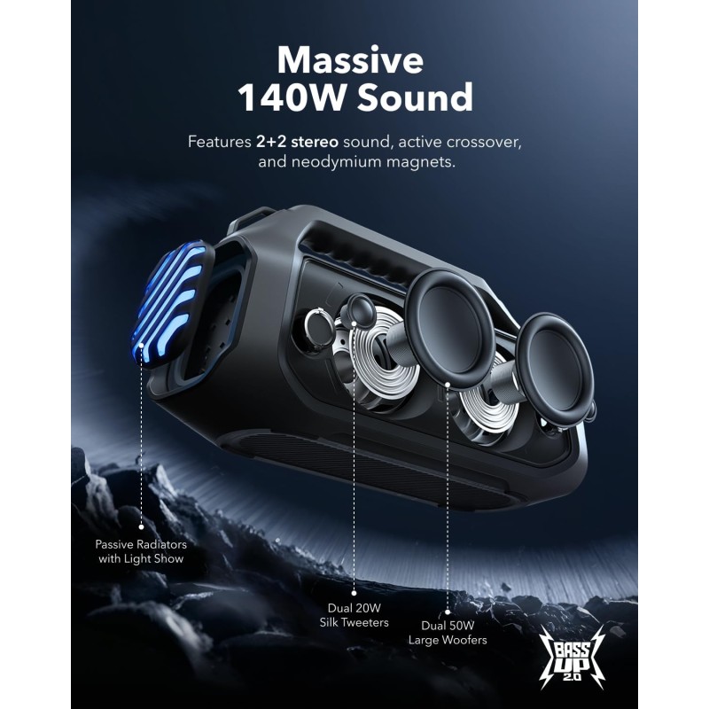 Buy Anker Soundcore Speaker - Boom 2 Plus - 140W BT IPX7 Black in Cyprus, Nicosia, Limassol, Larnaka, Pafos