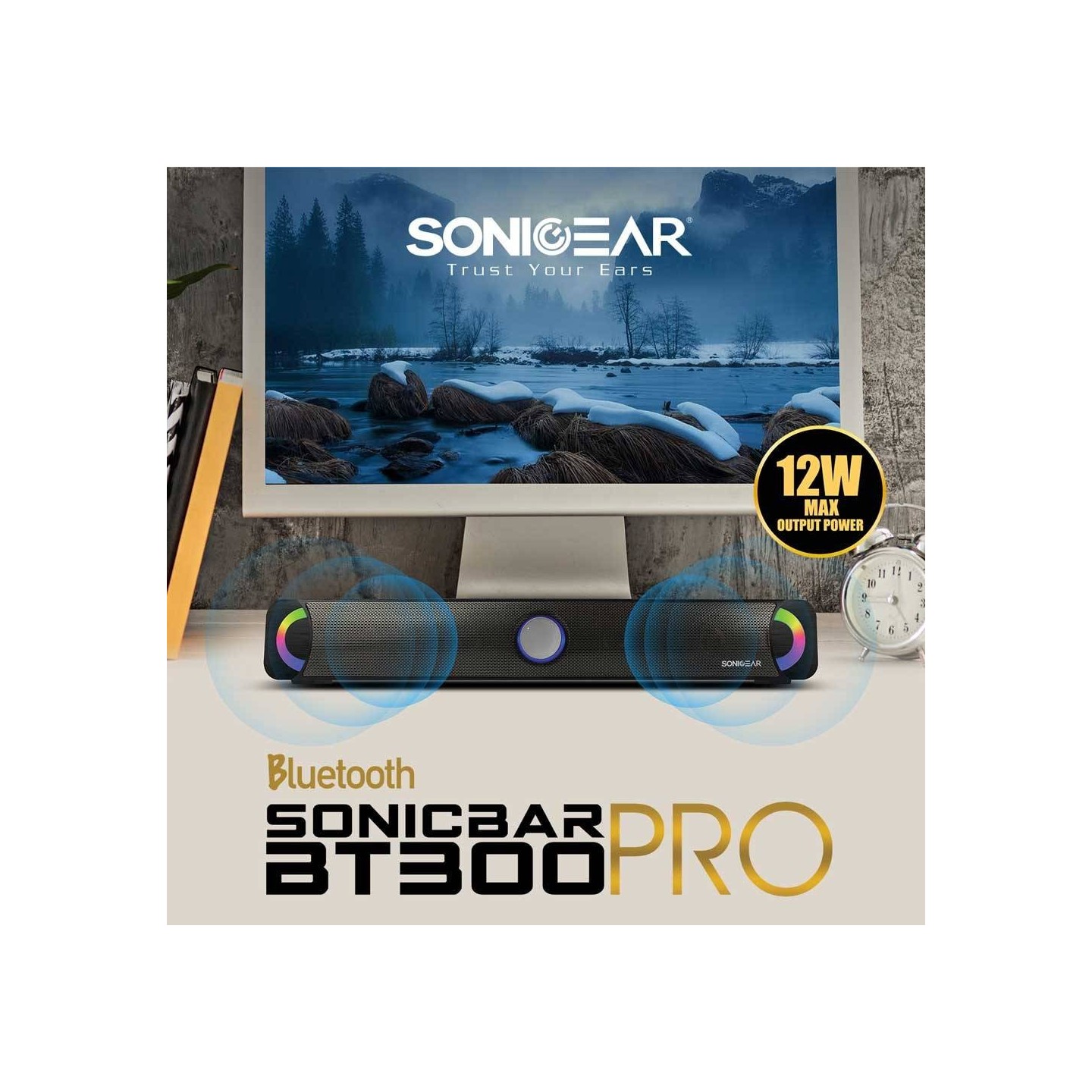 SonicGear SONICBAR - BT300 Pro - Portable BT FM RGB Soundbar — Buy in Cyprus with Fast Delivery