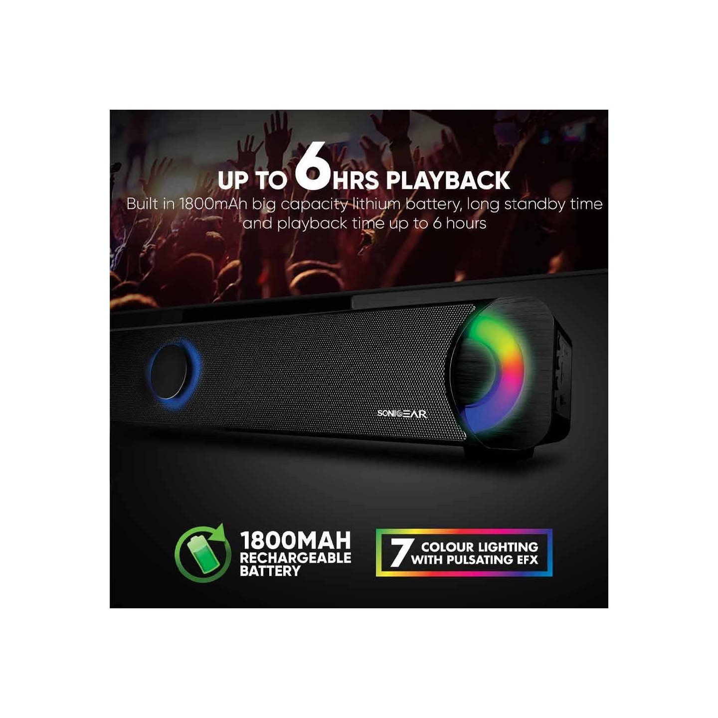 SonicGear SONICBAR - BT300 Pro - Portable BT FM RGB Soundbar — Buy in Cyprus with Fast Delivery