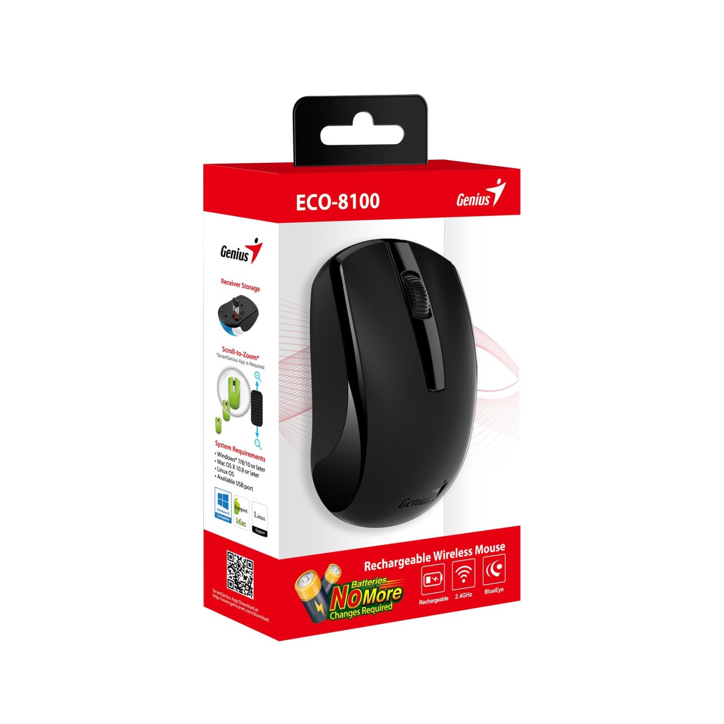 Genius ECO-8100 Wireless Rechargeable Mouse - 1600 DPI 2.4GHz (Retail) — Buy in Cyprus with Fast Delivery