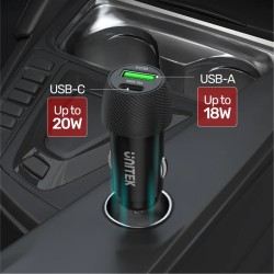 Buy Unitek Charger for Car - P1400A - 38W USBC PD20W+USBA QC3.0 in Cyprus, Nicosia, Limassol, Larnaka, Pafos