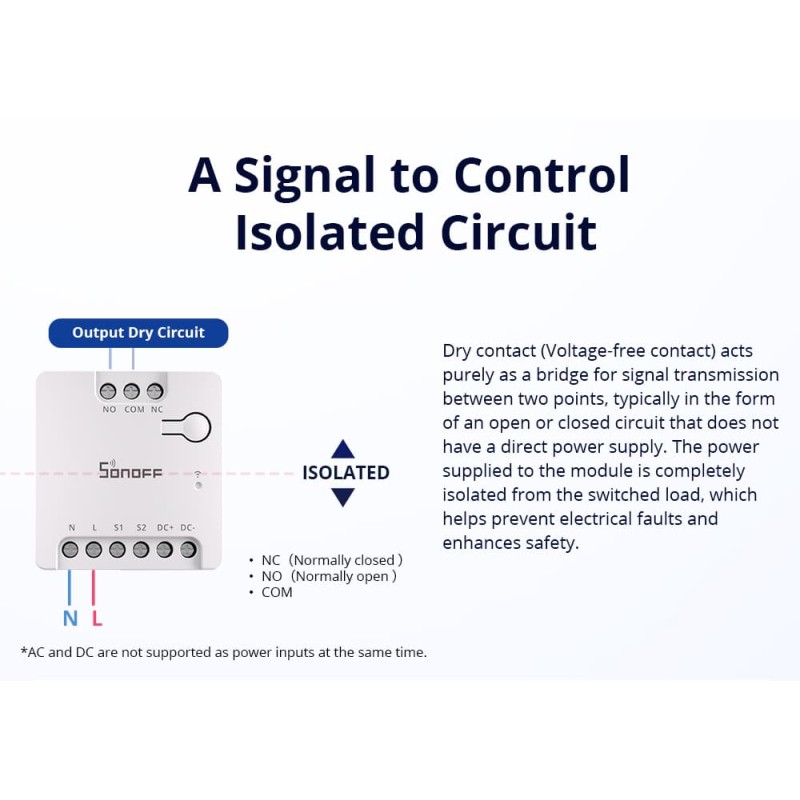 Buy Sonoff WiFi Smart Switch Dry Contact - MINI-D - WiFi Dry Contact in Cyprus, Nicosia, Limassol, Larnaka, Pafos