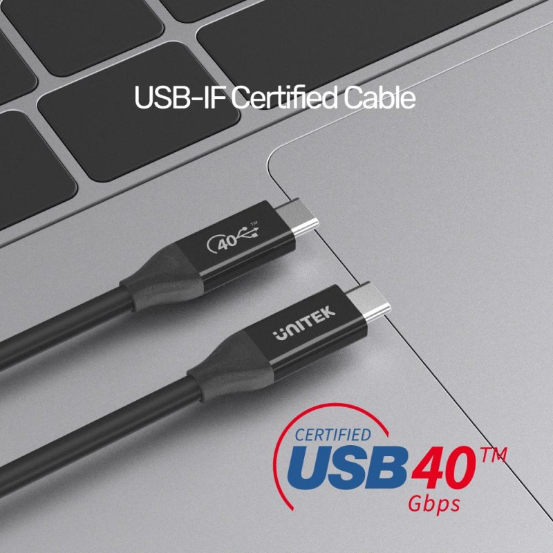 Buy Unitek USB 4.0 Cable - C14100BK-0.8M - IF-Certified USB 4.0 Cable 0.8m in Cyprus, Nicosia, Limassol, Larnaka, Pafos