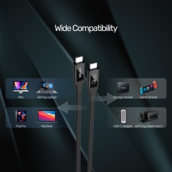 Buy Unitek USB 4.0 Cable - C14100BK-0.8M - IF-Certified USB 4.0 Cable 0.8m in Cyprus, Nicosia, Limassol, Larnaka, Pafos