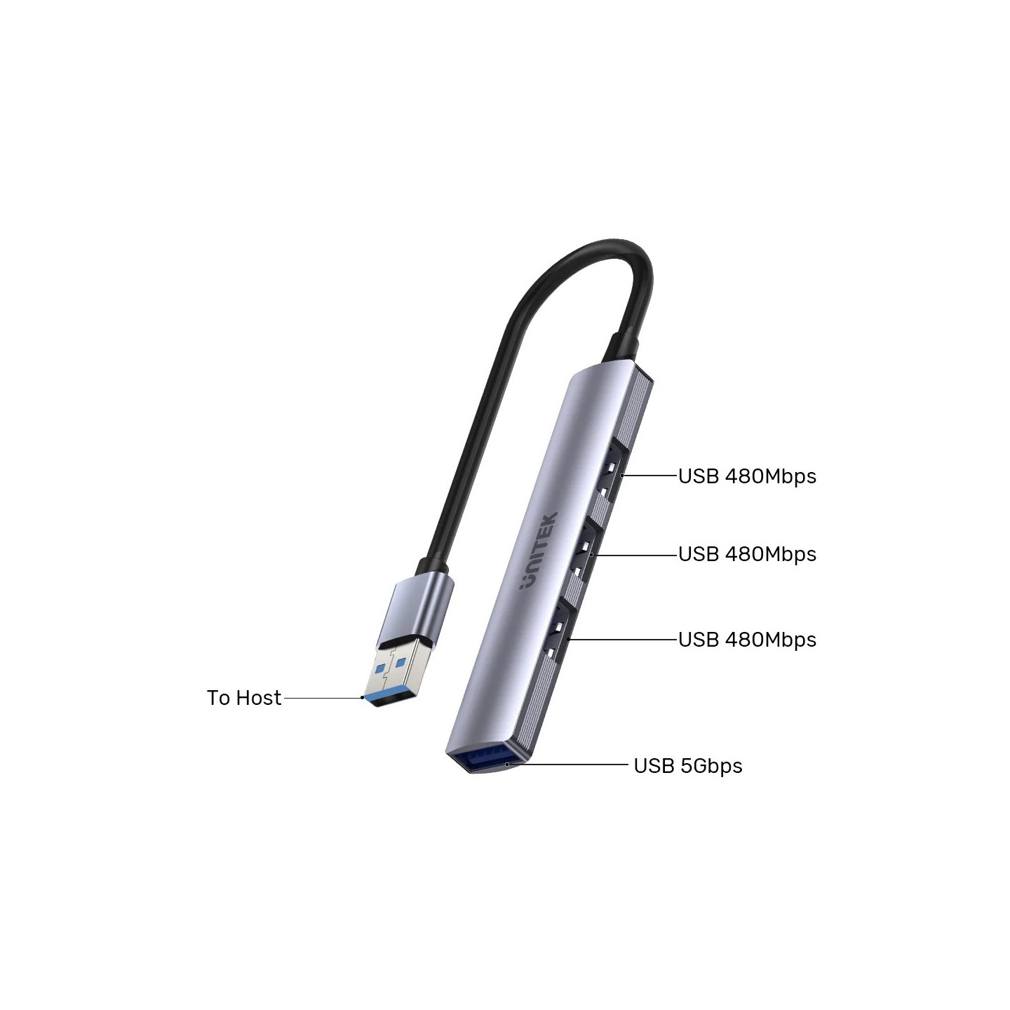 Unitek USB-A Hub - H1208A - 4port 3xUSB2.0 1xUSB3.0 — Buy in Cyprus with Fast Delivery