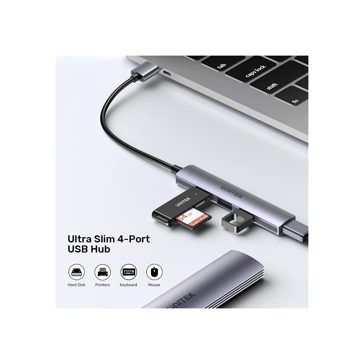 Unitek H1208A USB-A Hub 4 Port - 3xUSB2.0 1xUSB3.0 | Aluminium — Armenius Store Cyprus