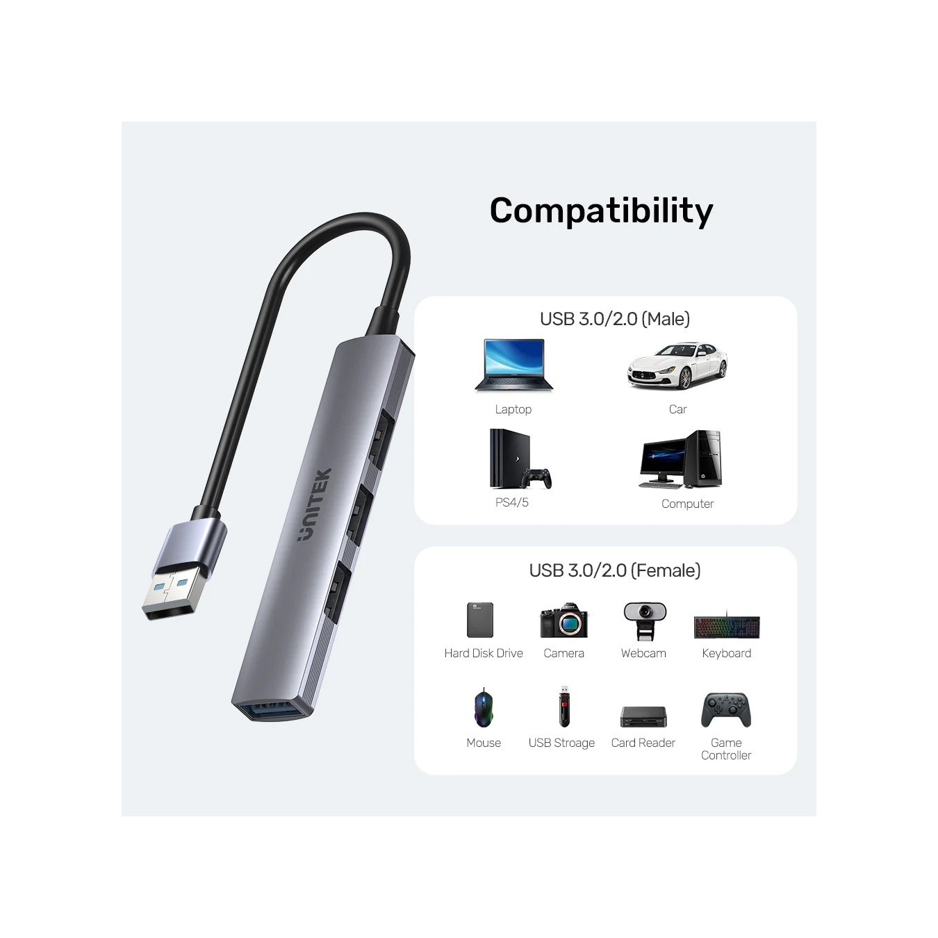 Unitek H1208A USB-A Hub – 4 Ports 5Gbps | Armenius Store