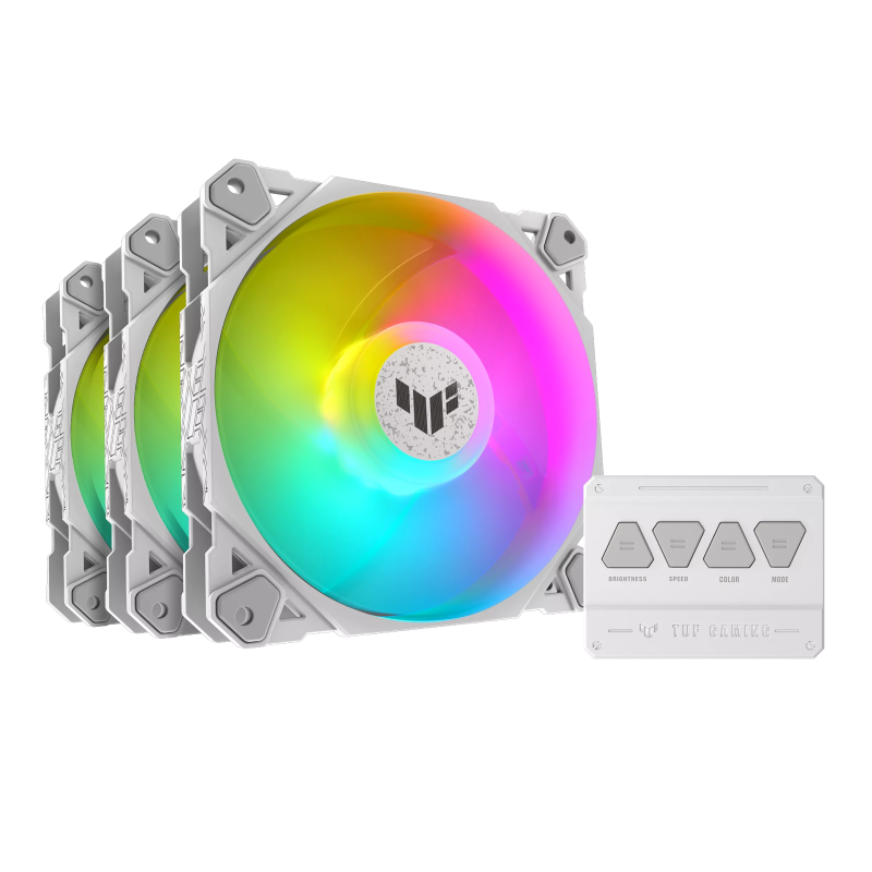 ASUS TUF Gaming TF120 ARGB Triple Kit with Controller - 120mm PWM Case Fans White - 4711081845447 (Boxed)