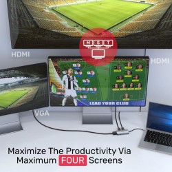 Unitek D1051A USB-C Hub 2xHDMI VGA PD100W up to 3 Monitors — Armenius Store Cyprus