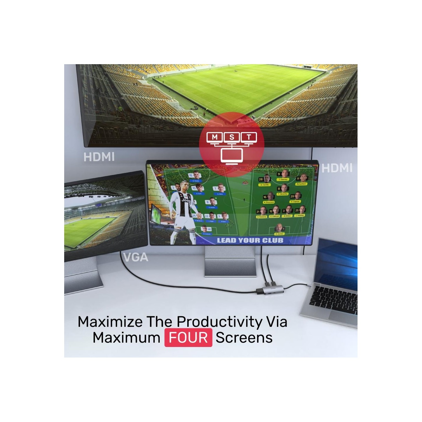 Unitek USB3.1 TypeC Hub 2xHDMI VGA PD100W up to 3 monitors - D1051A - USB3.1 TypeC Hub 2xHDMI VGA PD100W up to 3 monitors