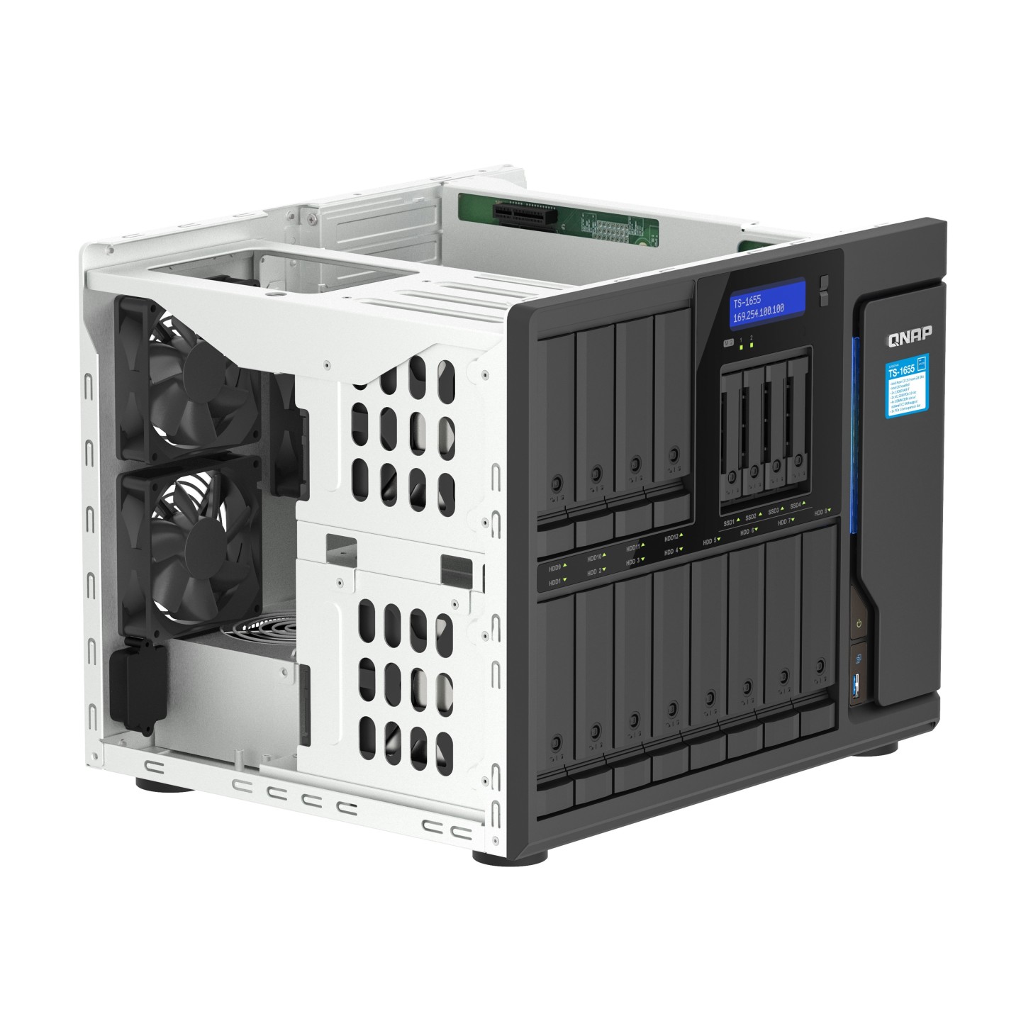 QNAP NAS 16-Bay Tower Intel Eight-Core, 8GB RAM, Triple PCIe Slots, Dual 2.5GbE Ports & SSD Caching - TS-1655