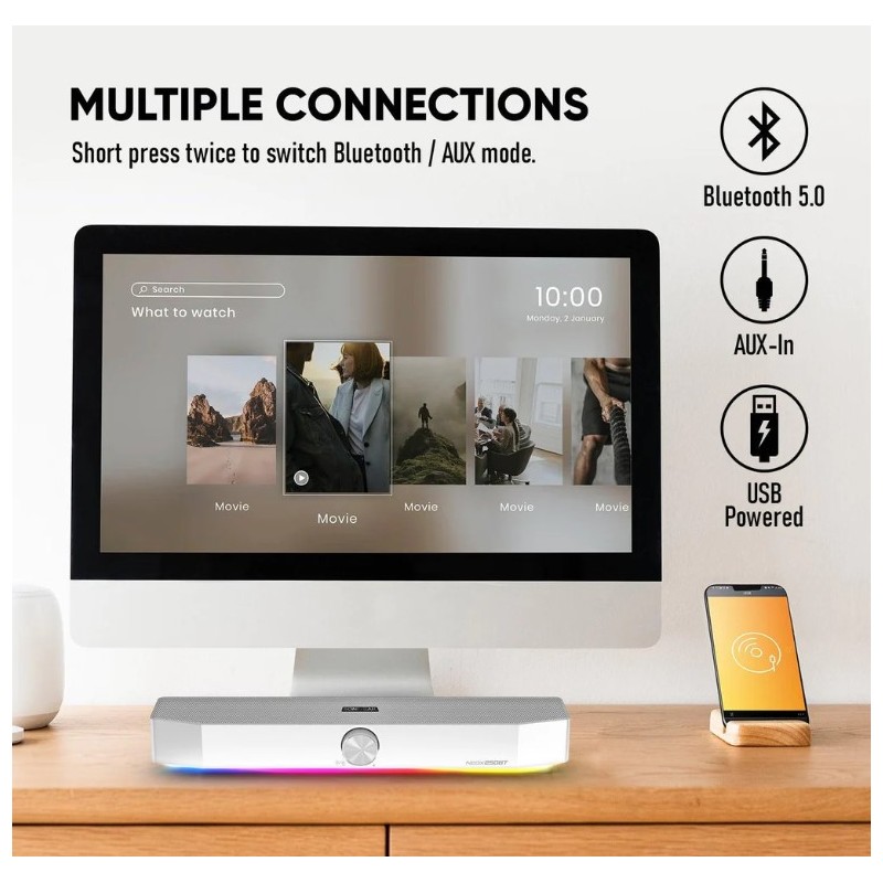 Buy Sonicgear NEOX - 250BT - BT Soundbar 20W White in Cyprus, Nicosia, Limassol, Larnaka, Pafos