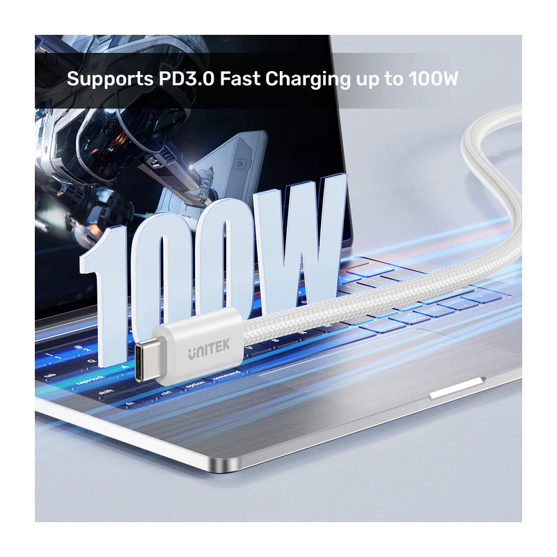 Buy Unitek Magnetic USB-C Cable - C1414AWH-1M - 100W 1.0m White in Cyprus, Nicosia, Limassol, Larnaka, Pafos