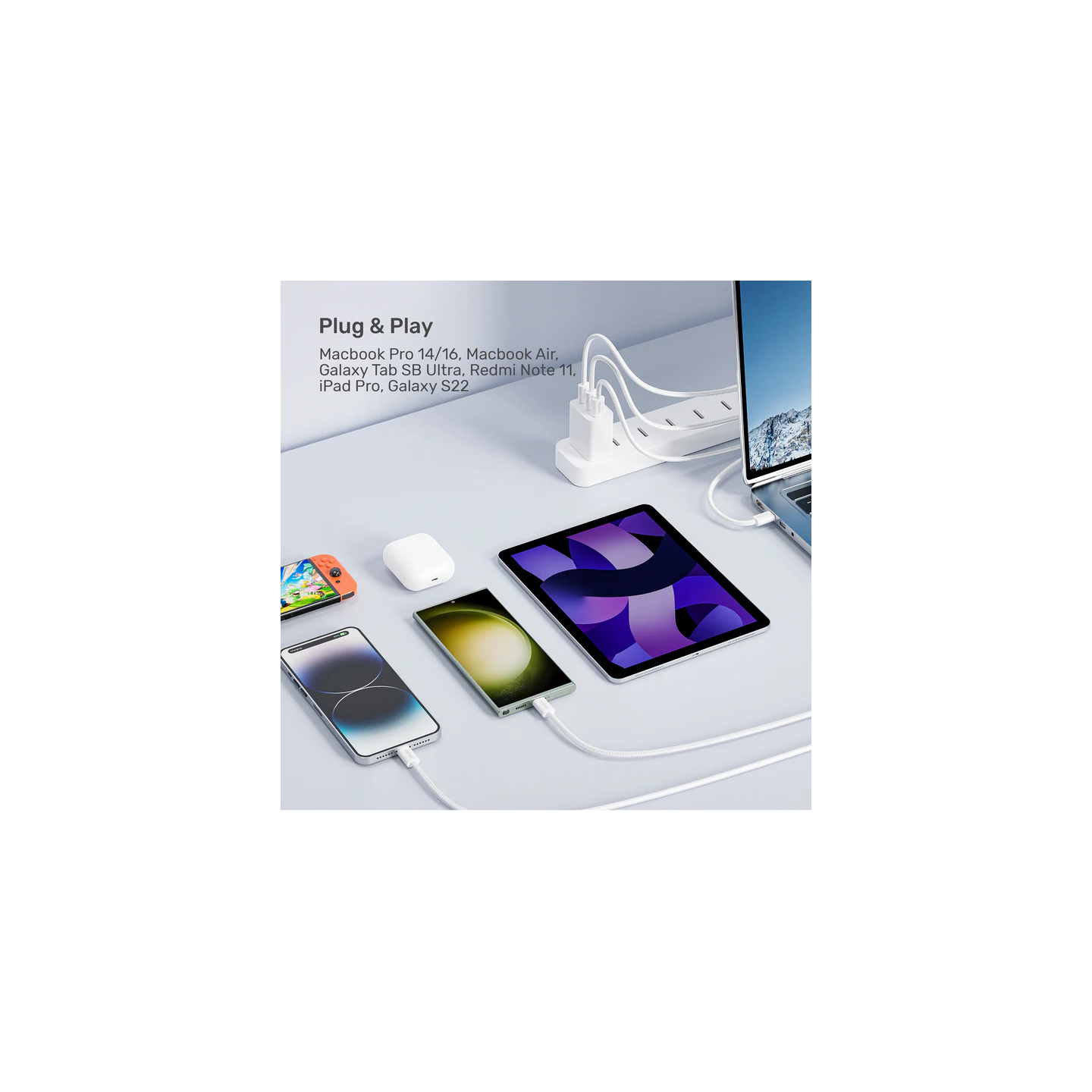 Unitek Magnetic USB-C Cable C1414AWH-1M 100W 1m White (Retail) — Buy in Cyprus with Fast Delivery