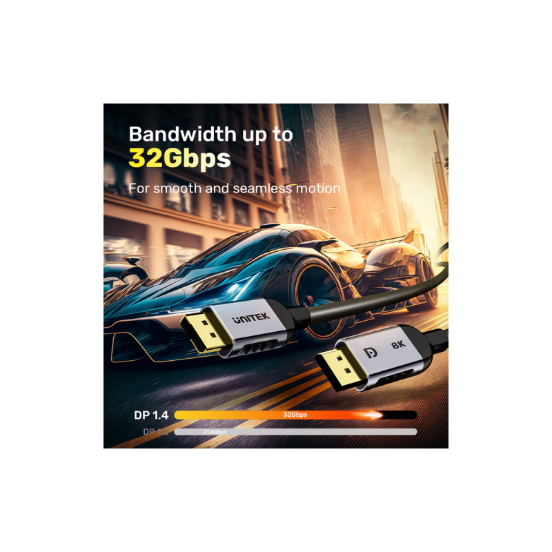 Buy Unitek DisplayPort 1.4 Cable 8K 60Hz 5.0m - C1628G-5M - DisplayPort 1.4 Cabl... in Cyprus, Nicosia, Limassol, Larnaka, Pafos