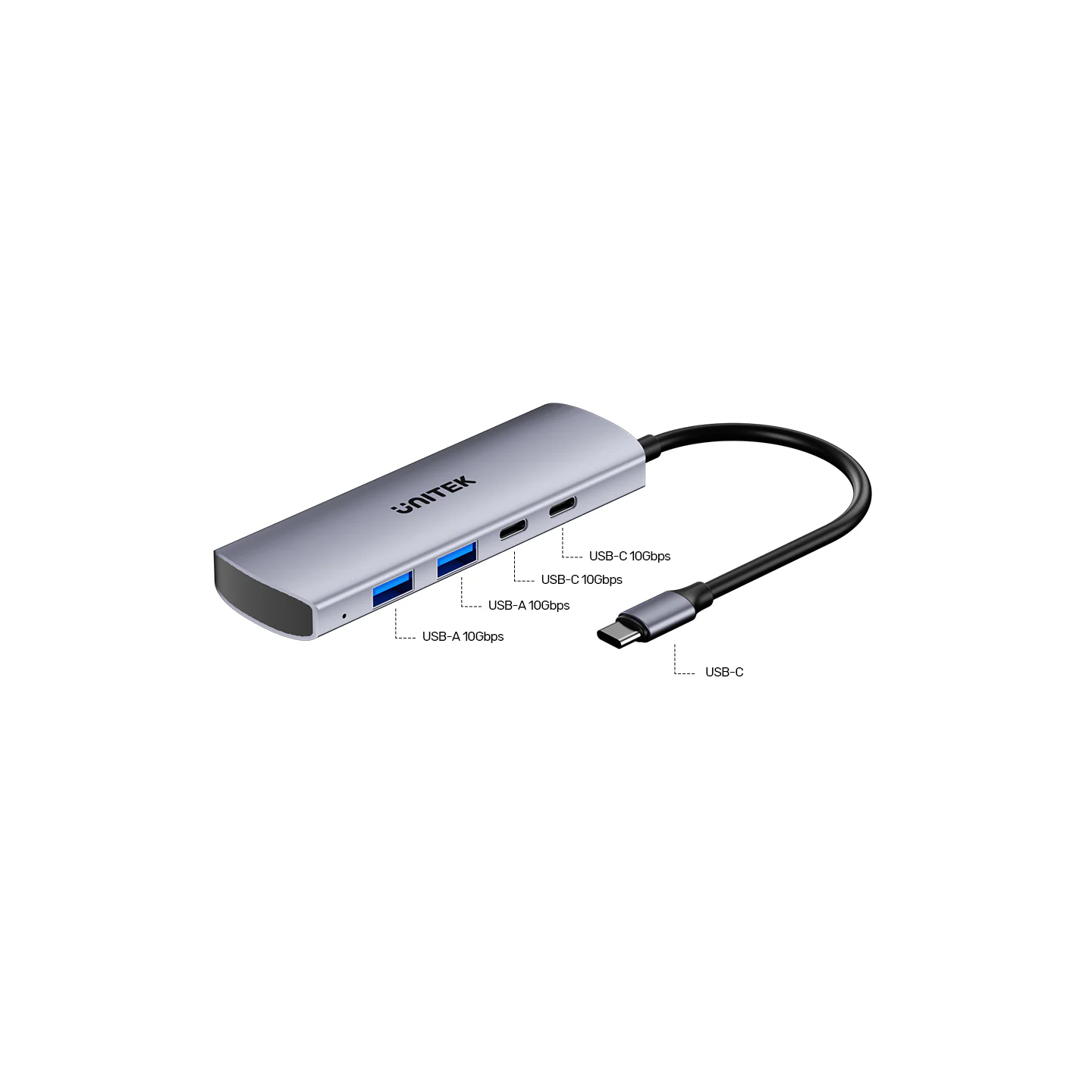Unitek USB-C Hub - H1112D - 2xUSB-A 2xUSB-C 10Gbps & USB-C Power Port — Buy in Cyprus with Fast Delivery