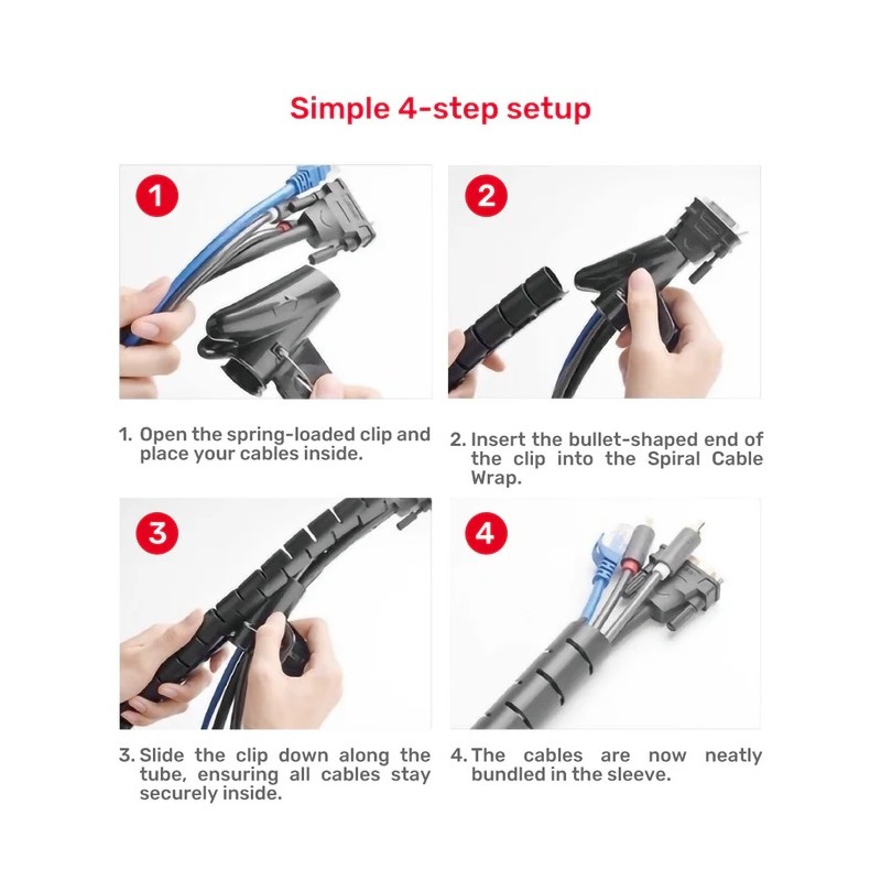 Unitek Cable Organizer Spiral Wrap with Clamp 22 mm 25.0m - OT1102ABK-25M - 22 mm 25.0m — Buy in Cyprus with Fast Delivery