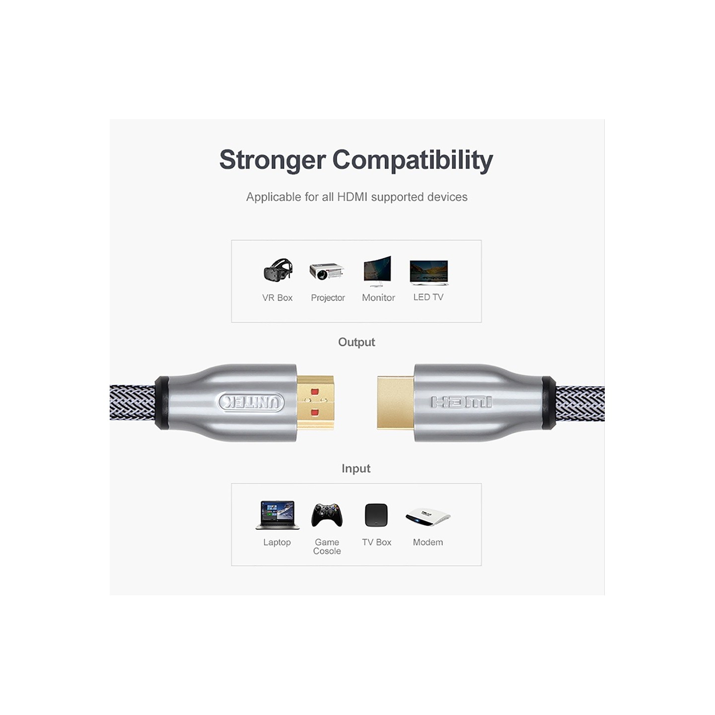 Unitek Premium HDMI 2.0 Braided Cable - Y-C136RGY - Premium HDMI 2.0 Braided Cable 1.0m — Buy in Cyprus with Fast Delivery