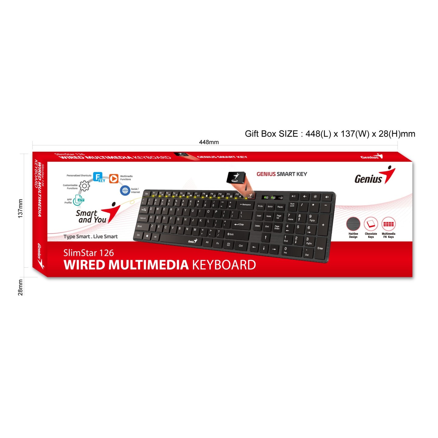 Genius SlimStar 126 Wired Silent Keyboard - 109 Keys USB (Boxed) — Buy in Cyprus with Fast Delivery