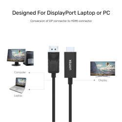 Buy Unitek DisplayPort to HDMI Cable - Y-5118CA - DisplayPort to HDMI Cable 1.8m... in Cyprus, Nicosia, Limassol, Larnaka, Pafos