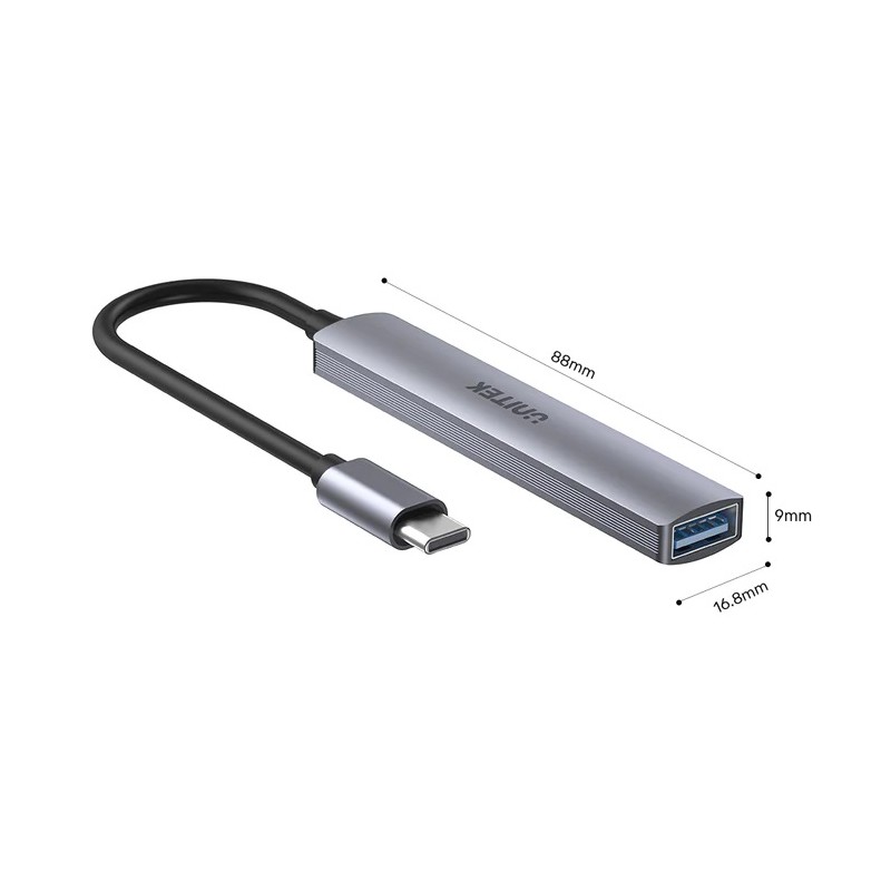 Buy Unitek USB-C Hub 4port 3xUSB2.0 1xUSB3.0 - H1208B - USB-C Hub in Cyprus, Nicosia, Limassol, Larnaka, Pafos