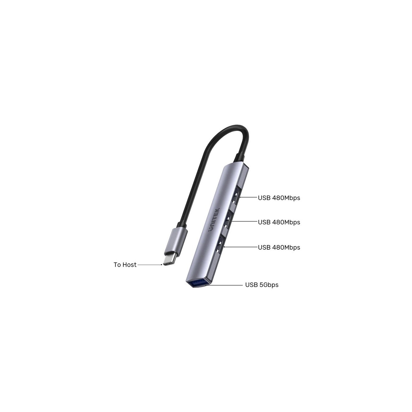 Unitek H1208B USB-C Hub – 4-Port 5Gbps | Armenius Store