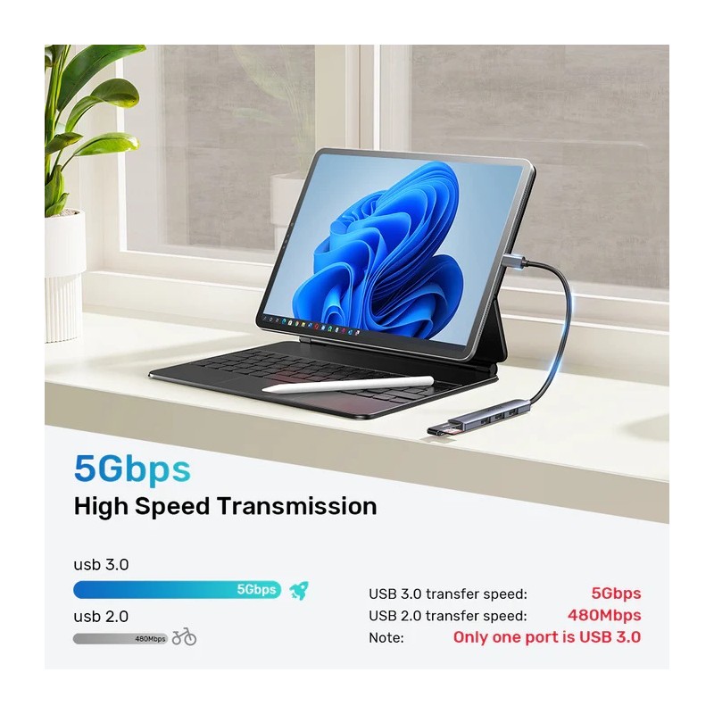 Buy Unitek USB-C Hub 4port 3xUSB2.0 1xUSB3.0 - H1208B - USB-C Hub in Cyprus, Nicosia, Limassol, Larnaka, Pafos