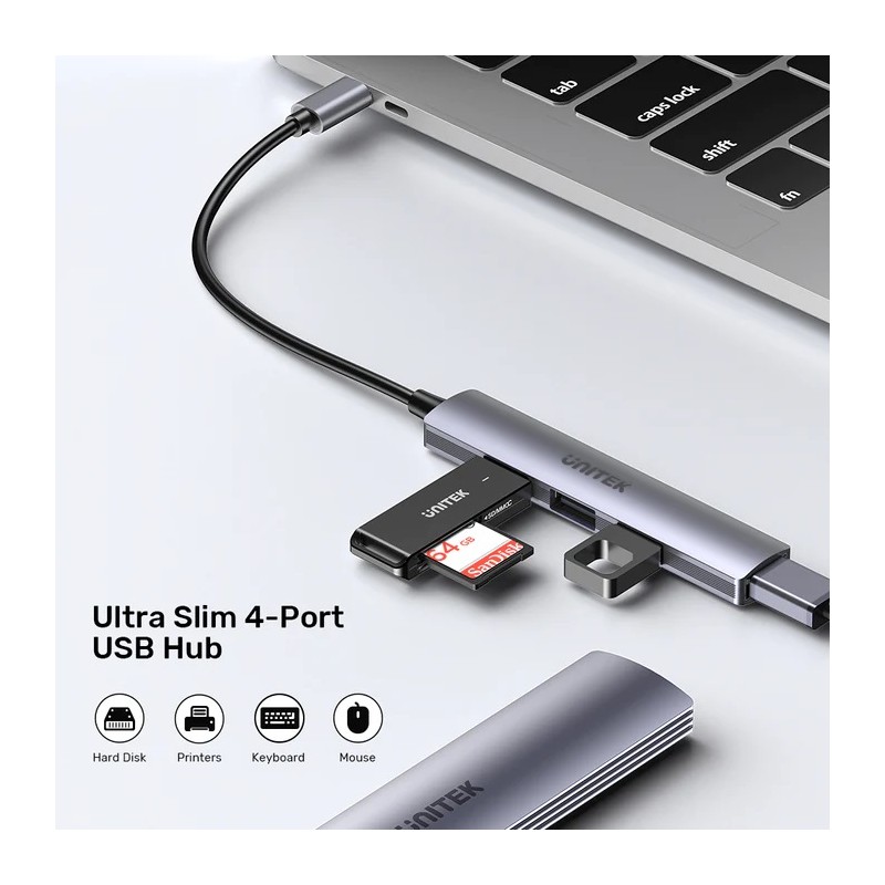 Buy Unitek USB-C Hub 4port 3xUSB2.0 1xUSB3.0 - H1208B - USB-C Hub in Cyprus, Nicosia, Limassol, Larnaka, Pafos